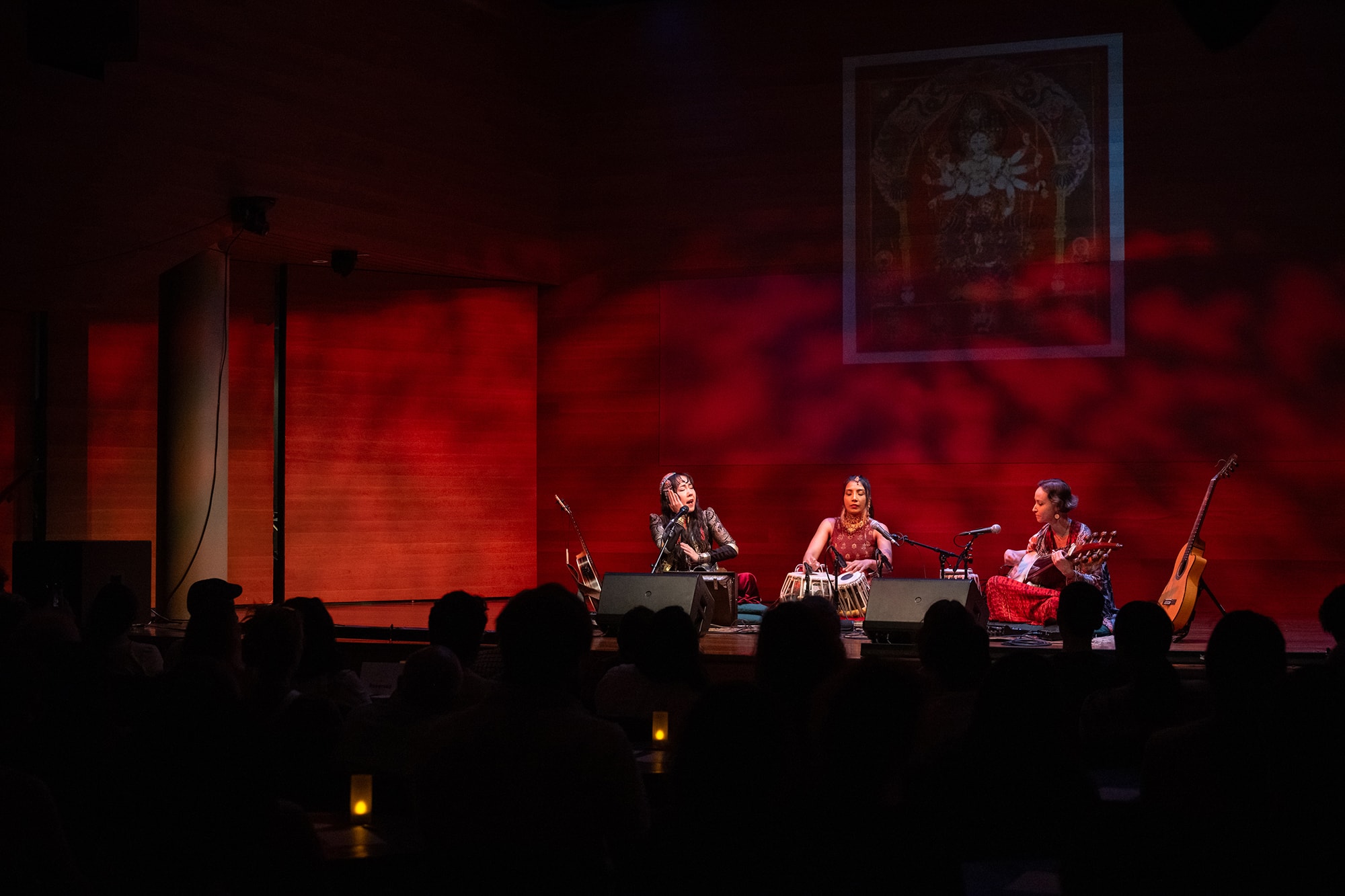 Modern line art illustration with faces and champagne glass on blue background
